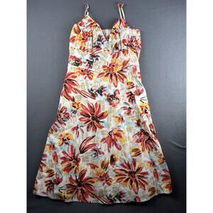 New York & Company Multi Color Floral dress Sz 10 Stretch Spaghetti Strap Cotton